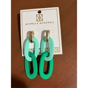 Earrings, Michelle McDowell Earrings, Pierced, Green, Dangle, 2.75”, New